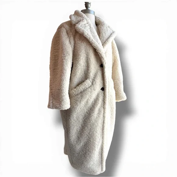 Karen Millen Petite Longline Borg Coat - Picture 3 of 7